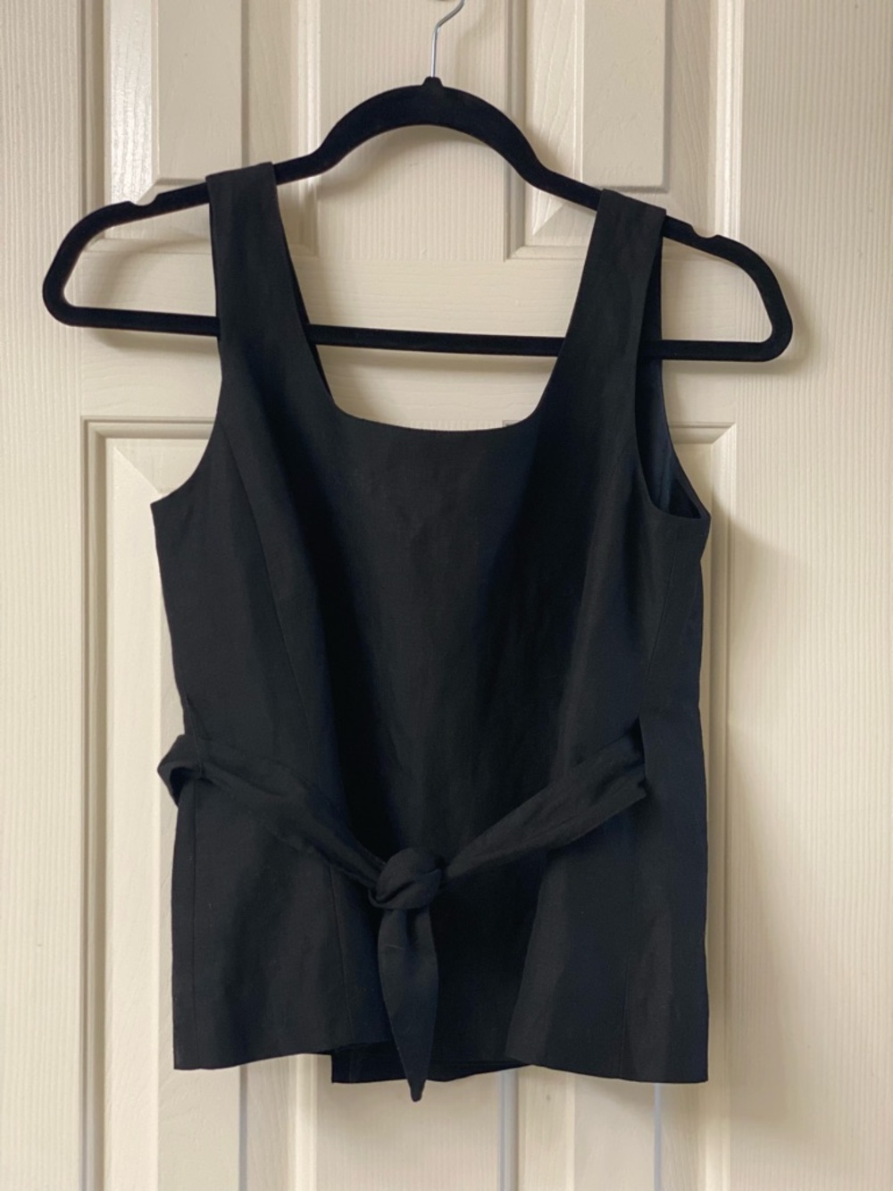 Ann Taylor Loft Petites Black linen Blend Sleeveless Wrap Tie-Waist Top Size 2P